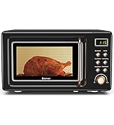 COSTWAY Retro Countertop Microwave Oven, 0.7Cu.ft, 700-Watt, High Energy Efficiency, 5 Micro Powe...