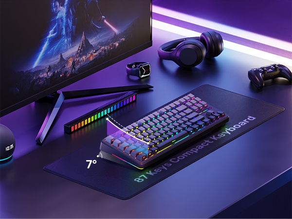 AULA F87 Pro side-printed pbt keycaps 75% layout ergonomic mechanical gaming rgb light up keyboard