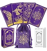 Hihealer 78 Tarot Cards Deck with Guide Book and Linen Carry Bag, Classic Original Tarot Cards fo...