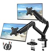 monTEK Heavy Duty Dual Monitor Arm with USB/Audio Ports for 17-32” Screens, Premium Mechanical Sp...