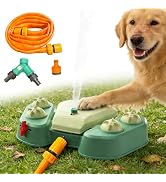Outdoor Dog Water Fountain Step On, 2-in-1 Drinking &amp; Sprinkler Water Dispenser, Paw Activated Dr...