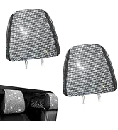 Foelony 2 PCS Bling Car Headrest Covers, Stylish Rhinestone Head Rest Cover Protector with Snap, ...
