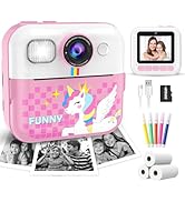 Kids Camera Instant Print, Christmas Birthday Gifts for Girls Boys Age 3-12, 1080P Toddler Camera...