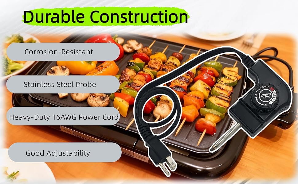Built with a corrosion-resistant stainless steel probe and a heavy-duty 16AWG power cord.