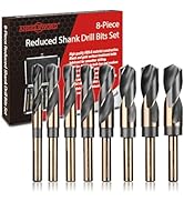 ANGELSWORD 8 Pack Reduced Shank Drill Bit Set, M2 High Speed Steel Drill Bit for Hard Wood, Mild ...