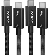 IVANKY Intel Certified Thunderbolt 5 Cable 2Pack 3.3ft, 120Gbps Bandwidth, Support 16K/Dual 8K, 2...