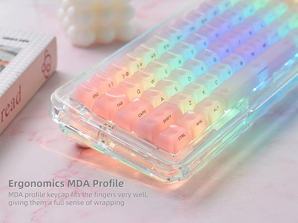 Womier Keycaps Jelly Pink - Ceramic Keycaps Style, Clear Keyboard Key Cap