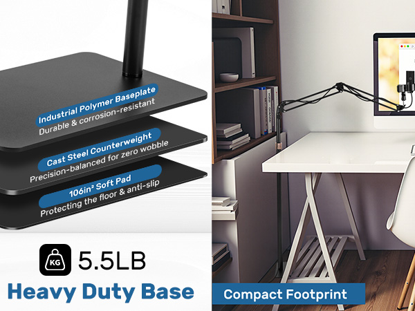 5.5lb Heavy-Duty Base-Durable and saving space