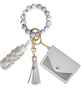 BIHRTC Silicone Key Ring Bracelets Wristlet Keychain Wallet with Net Chapstick Holder for Women
