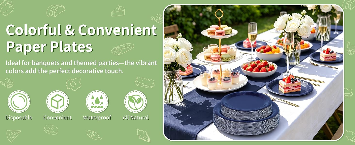 paper plates navy blue