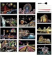 Georgie Porgy Scratch Paper Art A4 Set for Kids Adults Magic Rainbow Scratch Postcards Boards for...