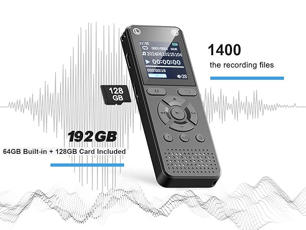 192GB total storage recorder with 64GB built-in memory and 128GB card included