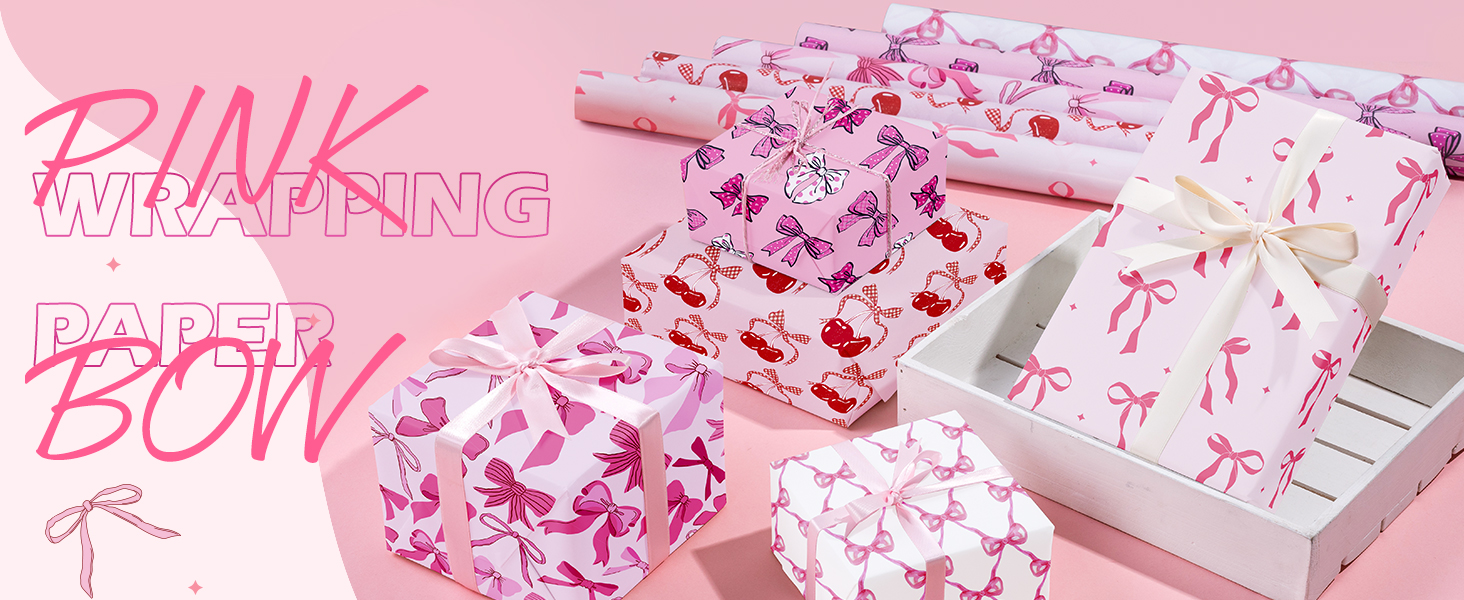 WRAPAHOLIC Pink Bow Wrapping Paper