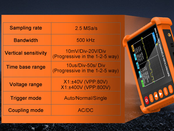 BTMETER mini oscilloscope auto/single trigger scope 500 kHz Bandwidth waveform tool Lab scope gifts