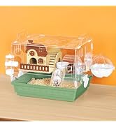 Hamster Cage Acrylic Hamster Habitat 360 Viewing Transparent Pet Rat Cage with Running Wheel &amp; Hi...