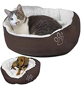 Evelots Pet Bed for Small Dogs/Cats, Removeable Machine Washable Sherpa Insert/Fleece Lining/Non-...