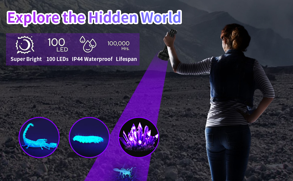 100 led uv flashlight