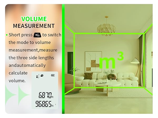 Volume measurement automatically calculates by three sides.