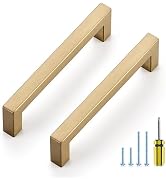 Ravinte 10 Pack Champagne Bronze Cabinet Handles 5 Inch Hole Center Stainless Steel Kitchen Squar...
