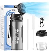 HandFan Transparent Tumbler with Smart Fan - 24 oz Insulated Coffee Tumbler with 2000 mAh Battery...