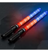 E-riding 2 Pcs 21inch Red and Blue Light Baton, Signal Traffic Safety Wand Led Light with 3 Flash...