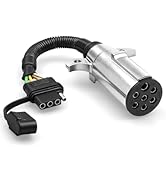 Oyviny 7 Pin Round to 4 Way Flat Trailer Wiring Adapter, Heavy Duty Vehicle Side 7 Way Round Pin ...