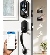 Veise VE07-H Fingerprint Smart Locks for Front Door with Handle Set, App Control, Keyless Entry K...