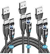 Aripps USB C to USB C Magnetic Charging Cable[3-Pack, 3.3ft/6.6ft/6.6ft], 60W/3A Fast Charging US...