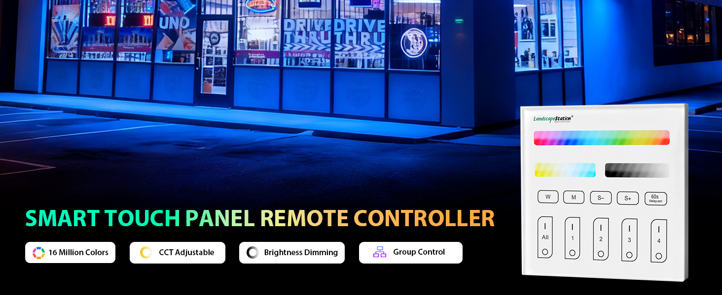 Wireless 2.4G RF 4 Zones CCT Color Temperature touch panel