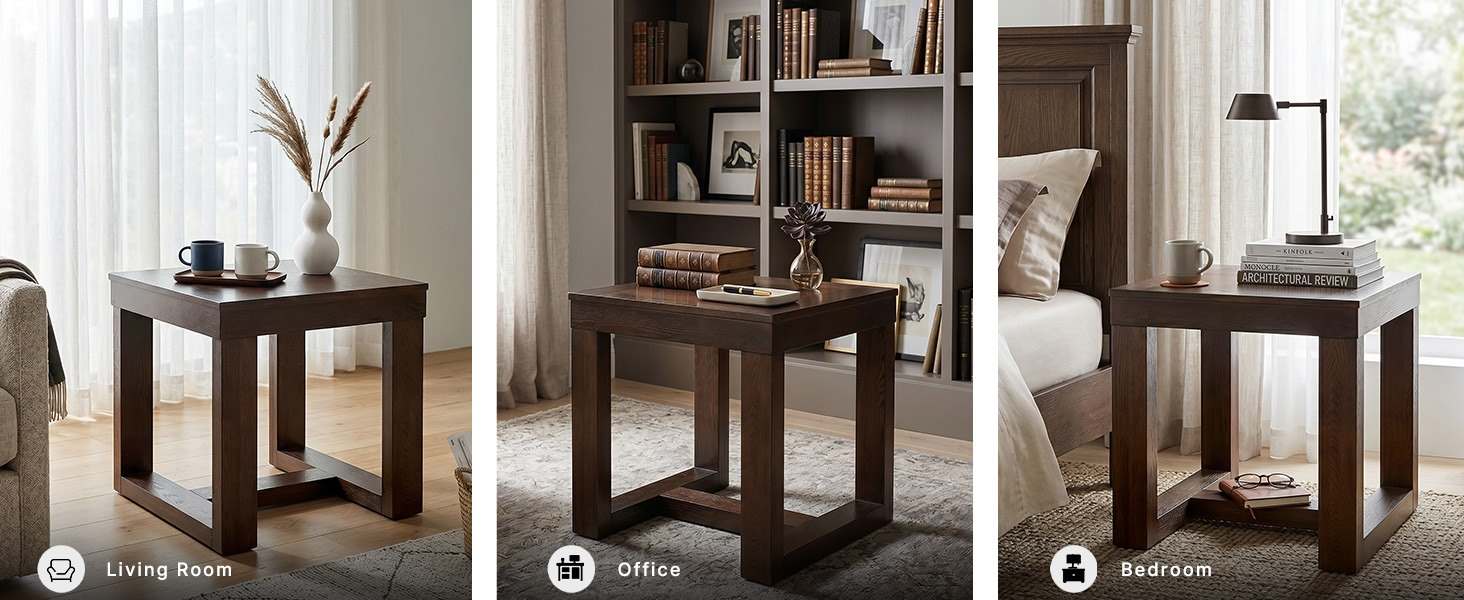 Urban foundry style corner table crafted with veneers, wood and engineered wood