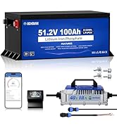 DC HOUSE Metal Case 48V 100Ah Pro Lithium Golf Cart Battery, 200A BMS Lifepo4 Battery with 48V 18...