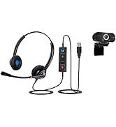 TruVoice VoicePro 20 USB Headset with Noise Canceling Microphone and 1080P Webcam Bundle (Double ...
