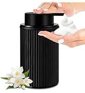 KASUNTING Matte Black Foaming Soap Dispenser, Ribbed Glass Foam Hand Soap Dispenser for Bathroom,...