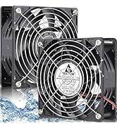GDSTIME 120mm x 38mm Waterproof Fan 24V IP67 Rating, High Airflow Dual Ball Bearing Powerful Brus...