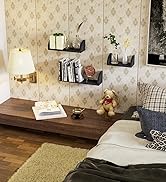 SRIWATANA Floating Shelves Wall Mounted, Solid Wood Shelves Wall Bookshelves Set of 3 for Bedroom...