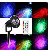 Outdoor Water Wave Lights Projector - KOOT Ocean Ripple Garden Lighting 10 Color LED Waterproof W...