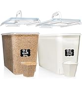 Shazo 2 PC (11L | 372 oz) Flour Sugar Storage Containers with Easy Carry Handle - Plastic Extra L...