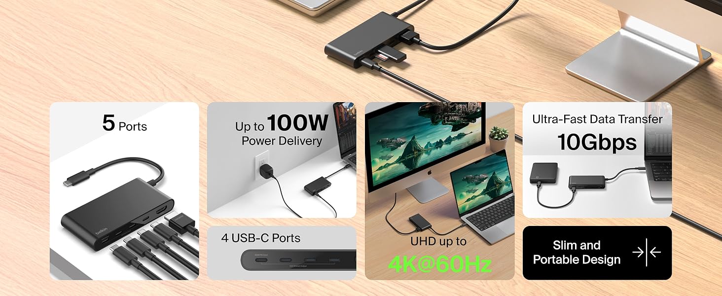 Belkin Connect 5-Port USB-C Hub with 4K HDMI