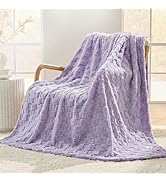 SUPRYNEX Purple Checkered Fleece Throw Blanket for Couch, Super Soft Cozy Blanket for Home Decor,...