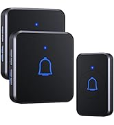 LetsWill Portable Wireless Doorbell with 2 Receivers Remote Doorbell Chime 1000ft Range 56 Memodi...