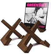 2 Pack Now Playing Vinyl Record Stand - Premium Wood Display, 1 Second Assemble Holder, Now Spinn...