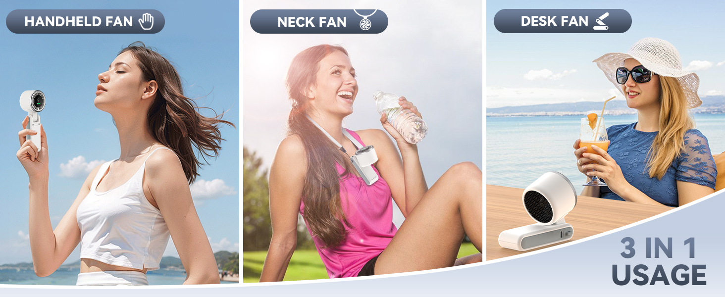 3in1 portable fans neck desk rechargeable fan hand fans fan portable summer outdoor cooling air