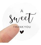 joycraft 2 Inch Sweet Thank You Stickers, 120Pcs Thank You Party Favor Labels Stickers, Clear Bla...