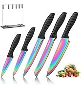 HAUSHOF Kitchen Chef Knife Set, 5 PCS Knife Sets for Kitchen with Block, Super Premium Steel Shar...