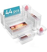 Vtopmart 44 PCS Clear Plastic Drawer Organizers Set, 4-Size Versatile Bathroom and Vanity Organiz...