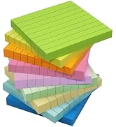 (9 Pack) Lined Sticky Notes 3x3 Post Sticky Notes with Lines, 9 Pastel Super Sticking Power Memo ...