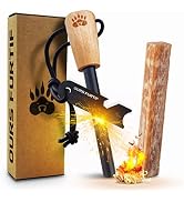 Fire Starter Survival Tool - 3/8" Thick Flint and Steel Ferro Rod - Survival Kit Fire Steel with ...