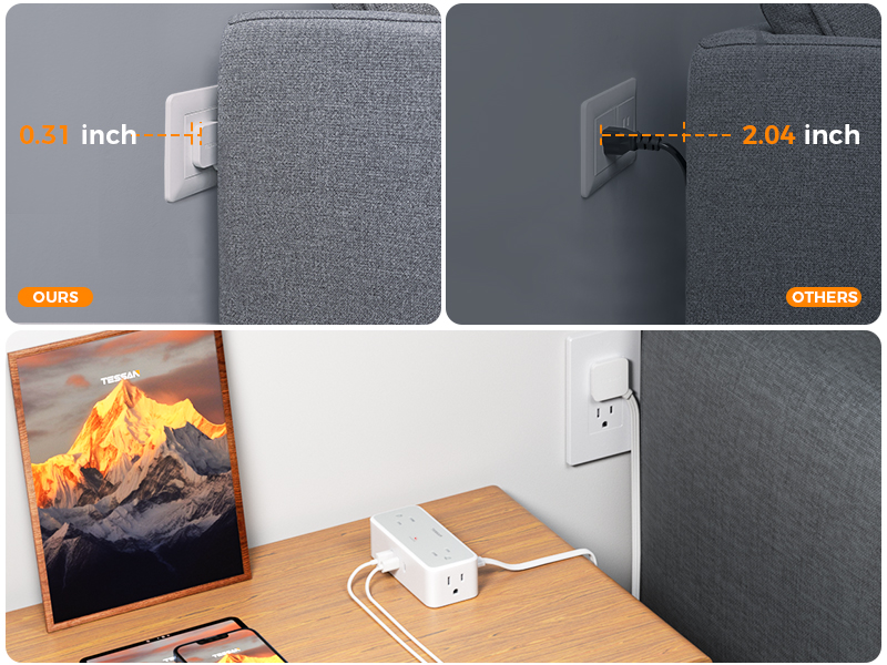Extension Cord Flat Wall Plug