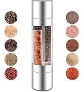 KINTEGOOD 2 in 1 Stainless Steel Salt and Pepper Grinder Set, Double Head Salt and Pepper Grinder...