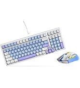 100 Keys Wired Keyboard and Mouse | Mouse and Keyboard Combo | Ice Blue Backlit Wired Keyboard an...